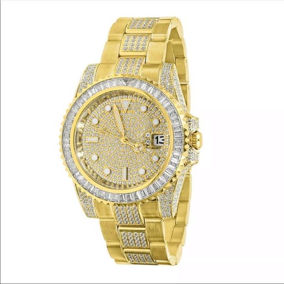 Brand New In Box Yellow Gold Men Diamond Watch - Picture 3 of 6